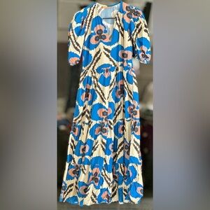 Anthropologie ikkat printed puff sleeve maxi dress. Size XS. Excellent condition